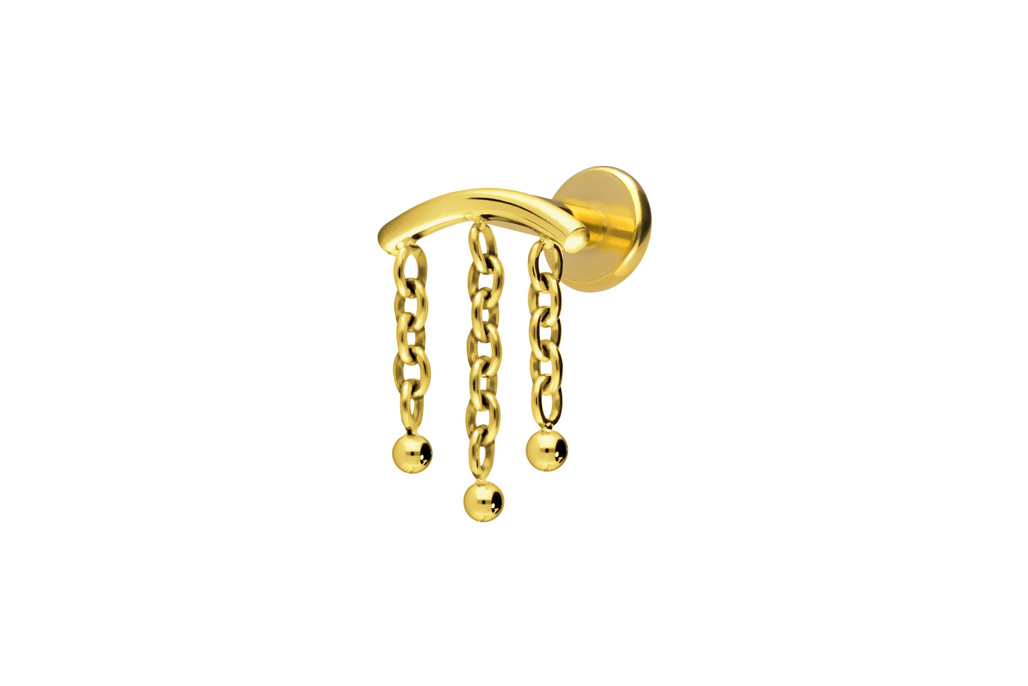 Titan Labret Piercing mit Innengewinde BOGEN + 3 KETTEN